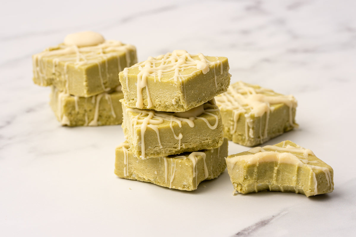 Vegan Vanilla Matcha Fudge