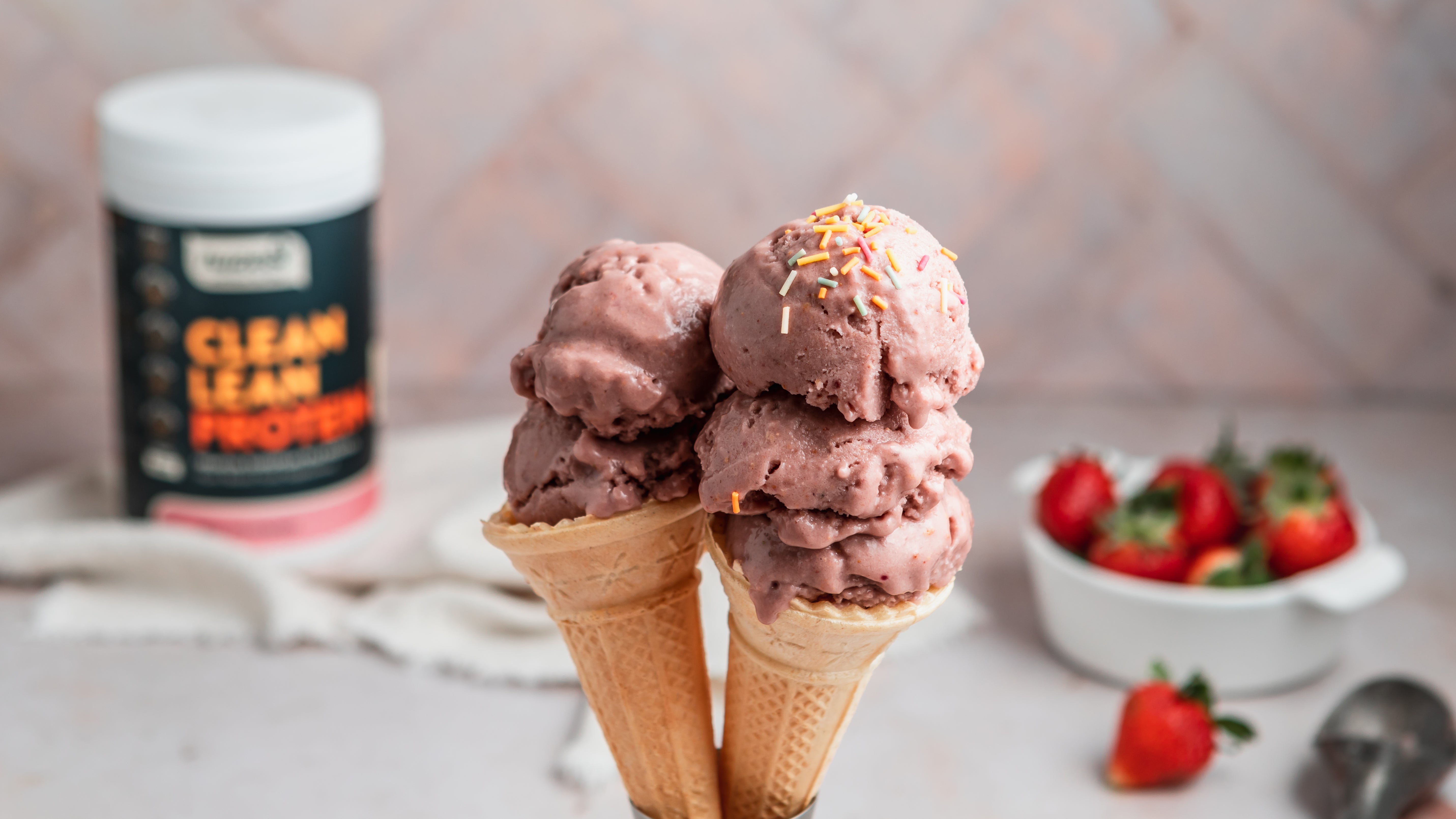 Strawberry Peanut Butter Protein Ice Cream - Nuzest