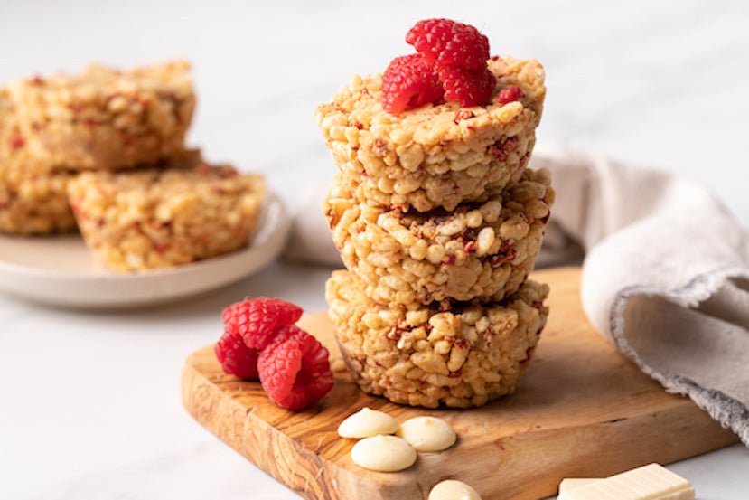 White Chocolate & Raspberry Rice Crispy Bites - Nuzest UK