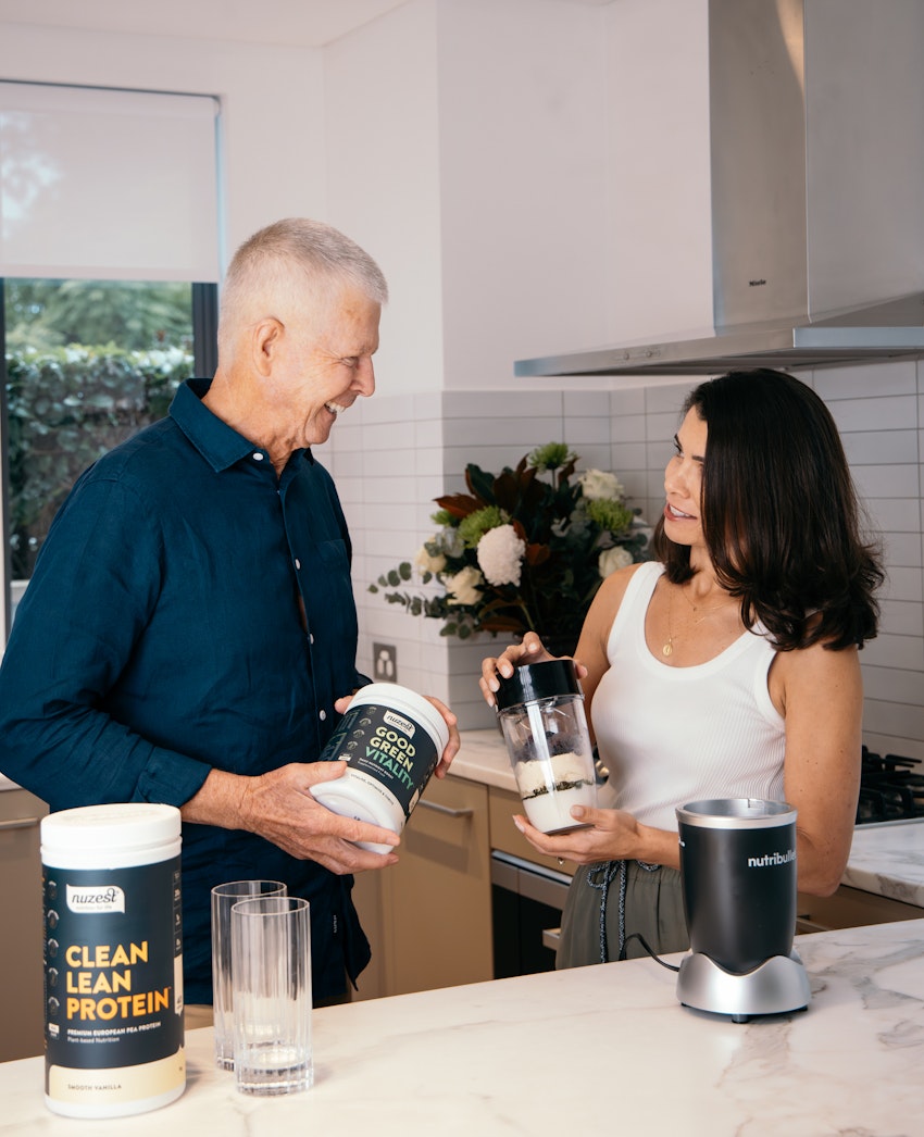 Nuzest founders, Trevor and Monique Bolland, in the kitchen